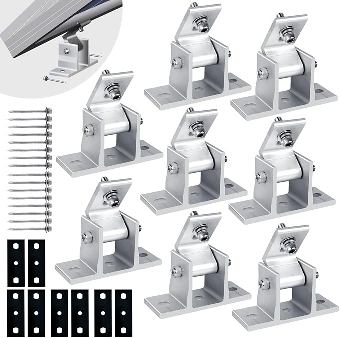 Solar Panel Mounting Brackets, 8PCS Adjustable RV Solar Panel Mount, Tilt Angle 10-60 Roof Mounting Kit for Solar Panels 400 W, 500 W