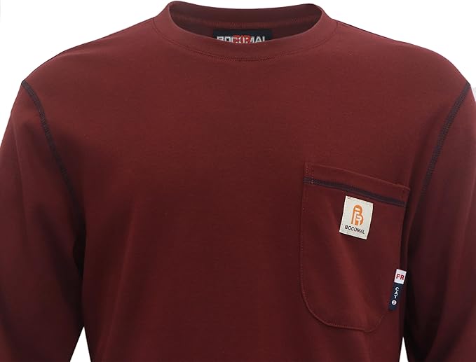 BOCOMAL FR Shirts for Men Lightweight Crew Long Sleeve Flame Resistant/Fire Retardant Shirt…