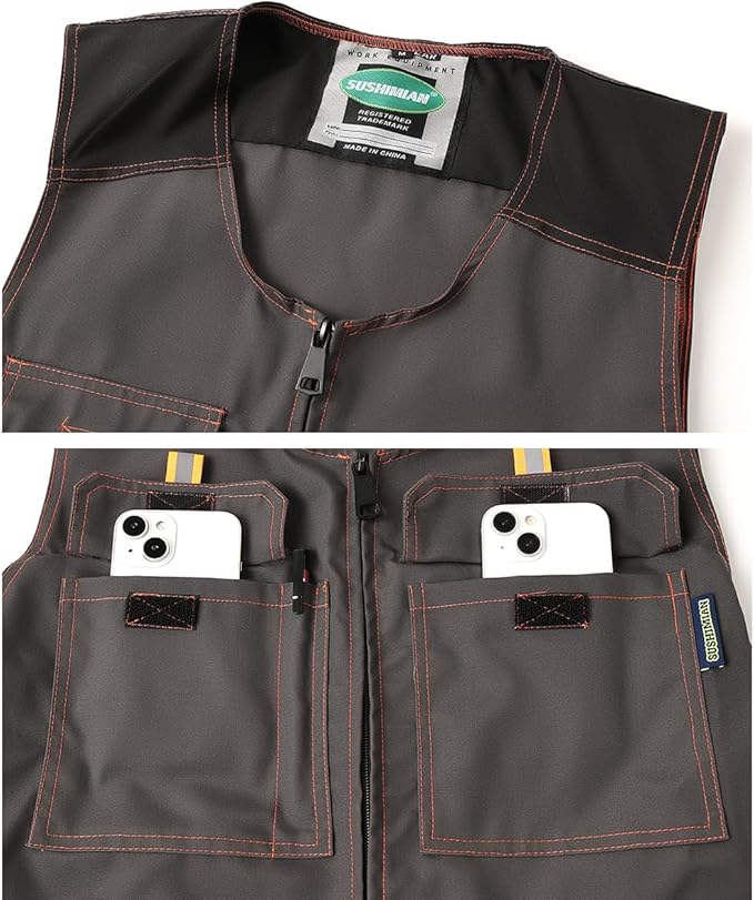 Men's Sleeveless Coveralls Multi-Functional Mechanics Workwear Stylish Work Coveralls Overalls Cargo Jumpsuit