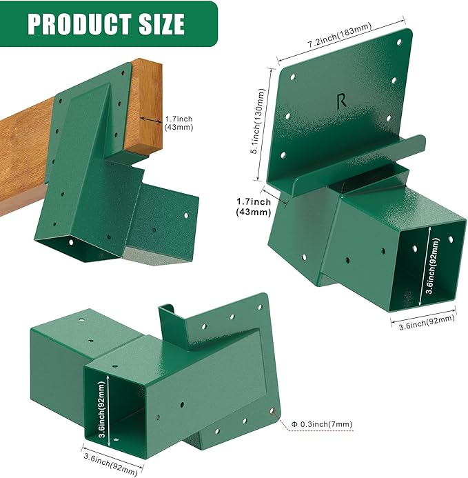 SELEWARE Deer Stand Brackets 4-Pack, Outdoor 4x4 Compound Angle Brackets, Elevator Bracket, Multi-Use Platform Bracket for Deer Stand, Hunting Blinds, Shooting Shack, Observation Decks, Tree Houses