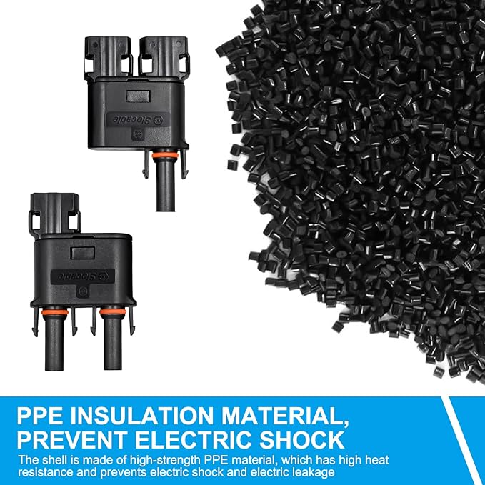 Solar Branch Connector, Y Connector IP68 50A 1500V Solid Copper Terminal, MMF+MFF for Parallel Connection Between Solar Panels