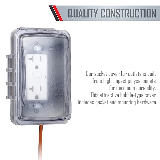 TayMac MM110C Weatherproof Single Outlet Outdoor Receptacle Cover, 5/8 Inches Deep, Clear