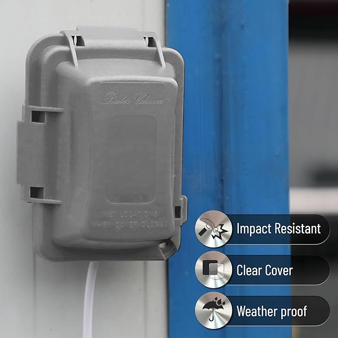 Bates- Weatherproof Electrical Outlet Cover, 1-Gang, Gray Outdoor Outlet Cover Weatherproof Outlet Cover Box, Outdoor Plug Cover