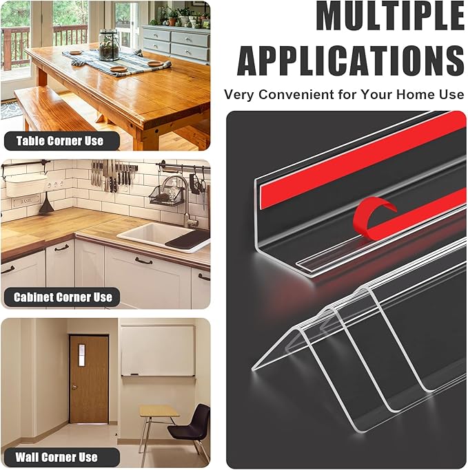 4 PCS Wall Corner Protectors,Self-Adhesive Plastic Baby Corner Protectors & Edge Protectors for Wall,Furniture, Door,Tables,Windows,Corner Covers for Baby Safety (4cmx42cm/1.57inx16.5in)