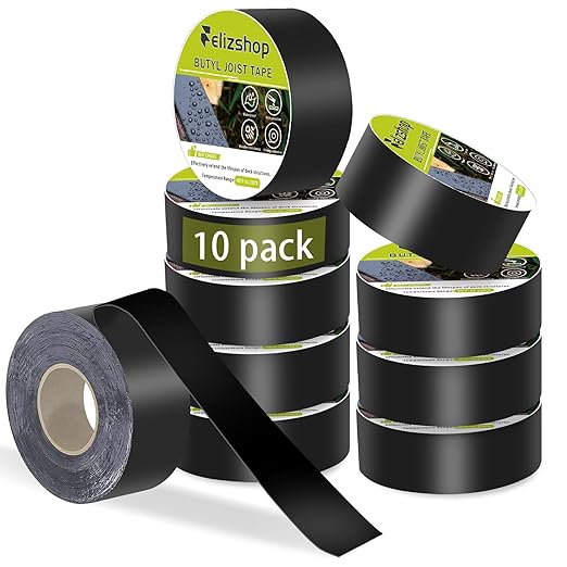 Joist Tape,1 5/8" x 50' Deck Joist Tape,Waterproof Seal Anti-Corrosion Butyl Tape,Flashing Tape for Deck, Joists, Beams Protection（10 Rolls）