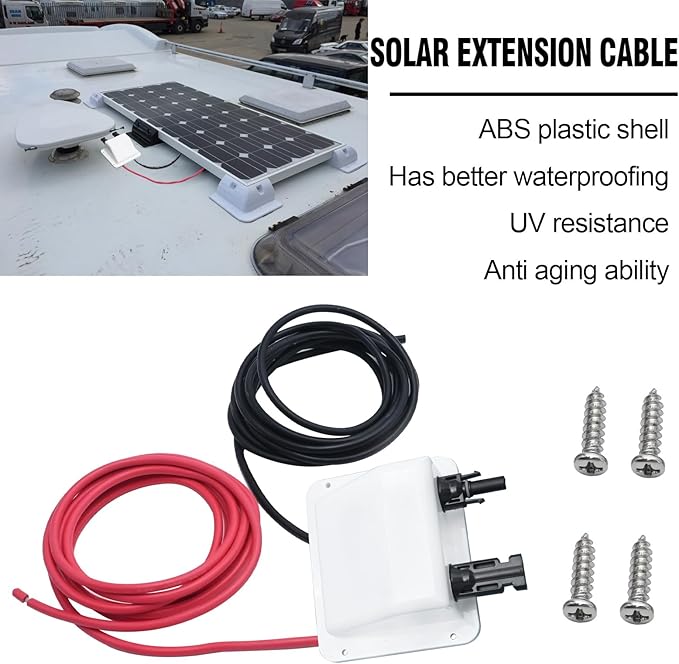 VIKKSAER Solar Cable Entry Gland Box with 10FT 10AWG Soft Solar Extension Cable and Connector, UV Resistance Dual Cable Entry Gland Housing on RVs, Caravans, Boats, Campers (White(10FT))