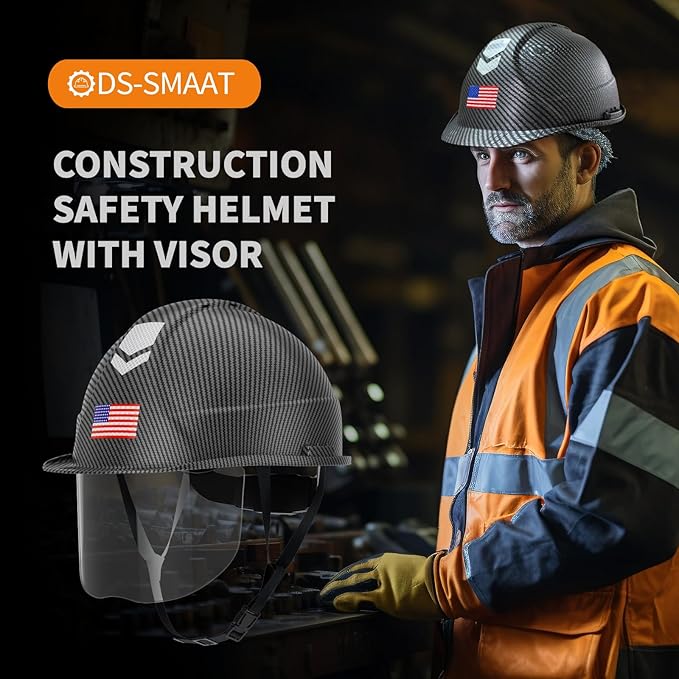 Reflective Safety Hard Hat with Visor,Vented Protection Construction Hard Hat,ANSI Z89.1& OSHA Approved Safety Helmet
