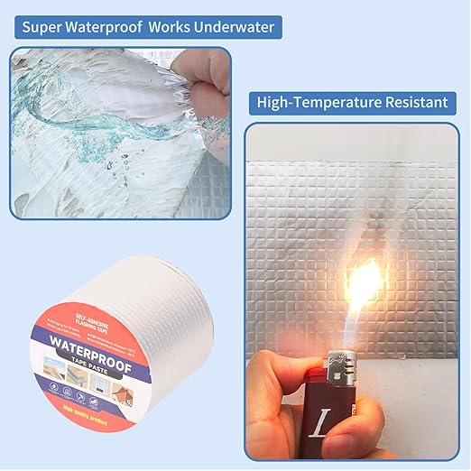 4" W X 16.4'L Waterproof Tape for Leaks Aluminum Butyl Tape with Adhesive for RV Repair, Glass Repairs, Air Mattress Patch, Window Caulking, Boat Sealing, Roof Patching