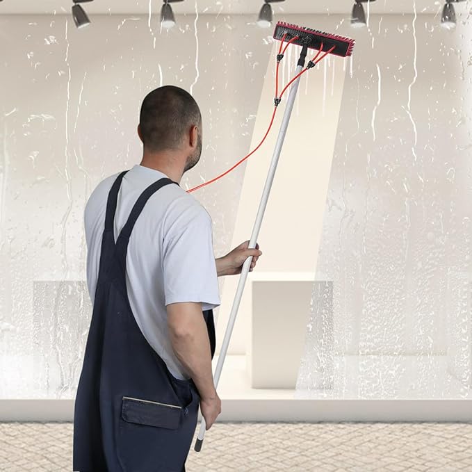 26.25FT Solar Panel Cleaner Window Washing Kit with Extension Pole, Water Fed Pole Cleaning Brush Tool for Window Cleaning Kit, 180° Adjustable Professional Washing Tool