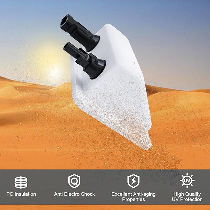 Solar Cable Entry Gland with 0.33Ft 10AWG Solar Extension Cable, UV Resistance, Dual Solar Junction Box with Connectors on RV, Boat, Van, Camper(White)