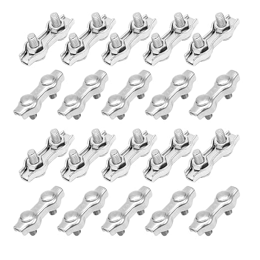 20 Pcs M2 Stainless Steel Duplex Wire Rope Clips, Duplex Double Bolt Cable Clamp for 1/16 Inch Diameter Wire Cable