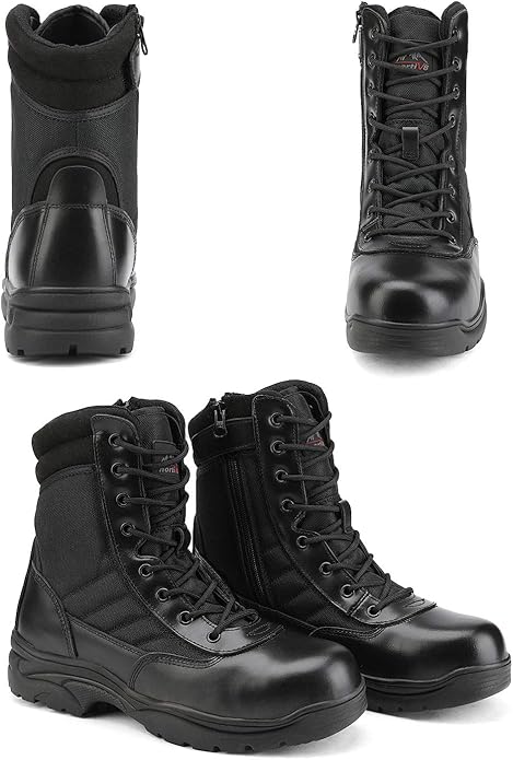 NORTIV 8 Steel Toe Boots for Men Safety Industrial & Construction Military Work Boots Slip Resistant ASTM F2413-18, TROOPER-STL