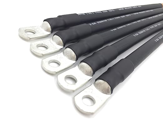 2 AWG Gauge Premium Battery Cables, Made in The USA, Positive or Negative, Red or Black, Replacement Battery Cables for Car, Truck, RV, Solar (12ft - 3/8" Lugs, Black)