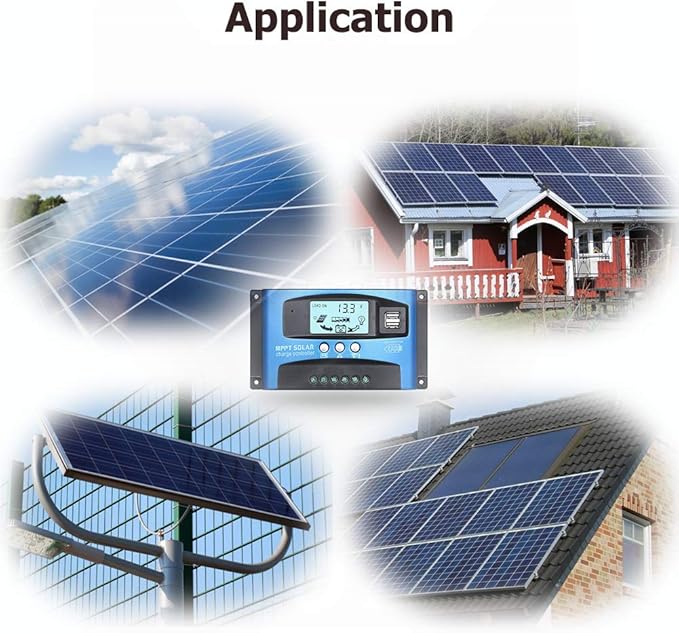 SolaMr Solar Charge Controller 40AMP Solar Panel Battery Regulator 12V/24V Auto with LCD Display Dual 5V USB Adjustable Parameter Fits for Open,AGM,Gel Lead Acid Batteries