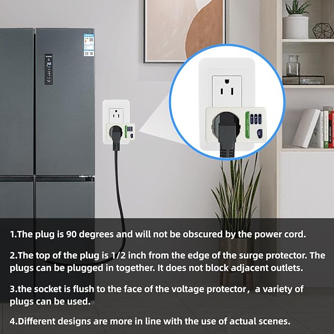 Electronic Voltage Protector(Surge Protector) Household Appliance Voltage Protection OverVoltage and UnderVoltage Protection Socket Surge Protector for Refrigerator E39-120V