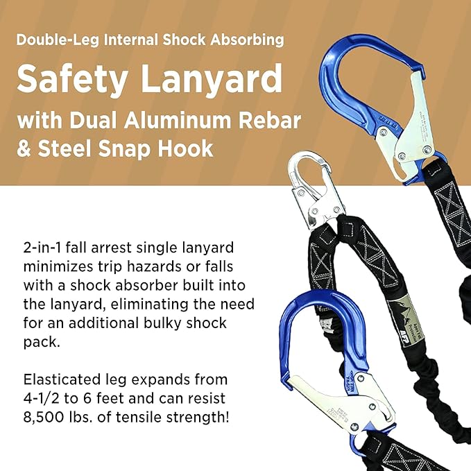 AFP Demon Comfortable Fall Protection Harness Kit – OSHA/ANSI PPE Full Body Safety Harness for Construction Work