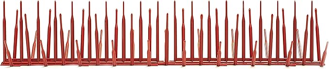 Bird B Gone - Brick Red Plastic Anti Bird Spikes (50') - Humane Deterrent - Stops Pigeons & Birds from Roosting - UV-Stabilized Polycarbonate - for Rooftops, Ledges, Fences, Etc - Made in USA