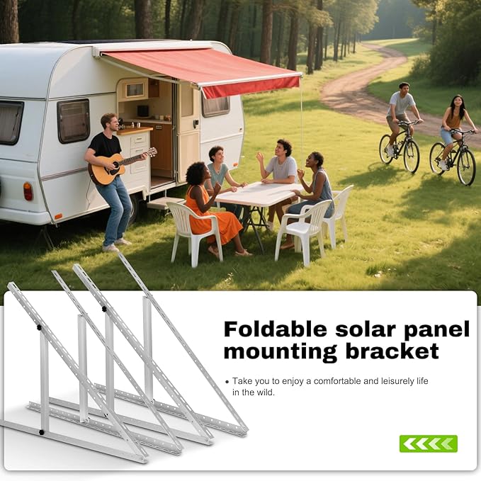 2 Sets (4 Pack) 45inch Adjustable Solar Panel Tilt Mount Brackets with Foldable Tilt Legs for 45" Panels | 2400Pa Windproof Adjustable Solar Panel Mount Brackets Kit for RV/Roof/Ground