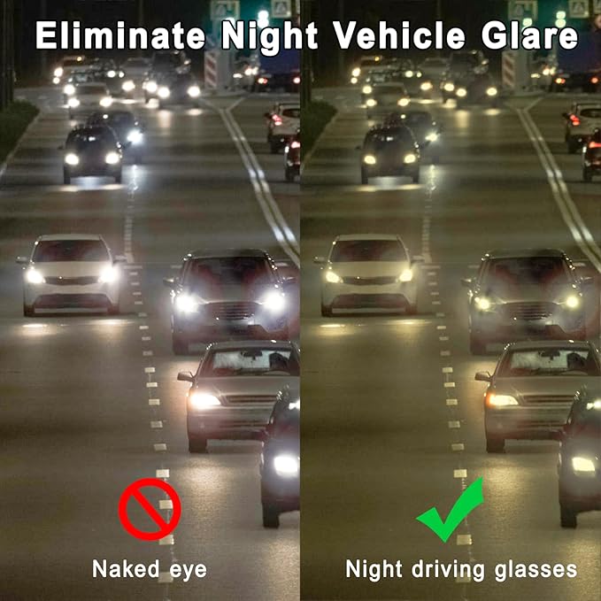Large Night Vision Glasses for Driving Women Men - Anti Glare Night Driving Glasses