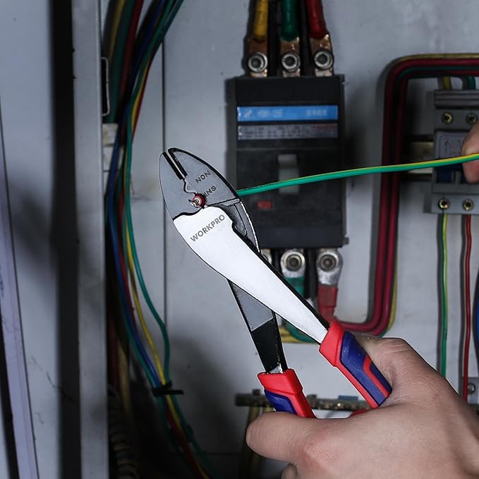 WORKPRO 9.5" Wire Cutter/Crimper, Wire Crimping/Cutting Tool for 10-22 AWG Terminals and Connectors, Designed for Insulated and Non-Insulated Connections