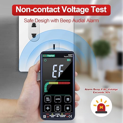 Xin Tester Digital Multimeter Smart Touch Screen Auto-Ranging 9999 Counts TRMS Rechargeable Multi Tester NCV Voltmeter Ohmmeter Tests Current Voltage Resistance Capacitance Frequency Diode Temperature