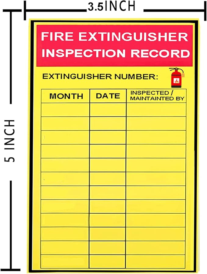 Monthly Fire Extinguisher Inspection Tags Stickers Safety Stickers 3x5 Inch Year Maintenance Extinguisher Recharge and Inspection Record Labels Inventory Sticker 60Pcs Check Record Vinyl Sticker Label
