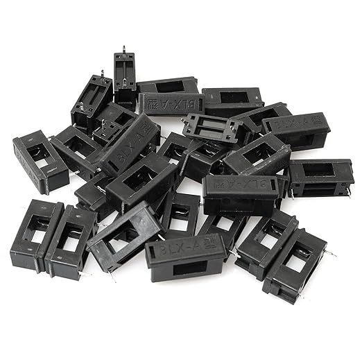 RLECS 30pcs BLX-A 5 x 20 mm PCB Fuse Holder Plastic Fuse Seat with Cover, Black