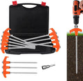 8" Tent Stakes Heavy Duty 12 Pack, Screw in Tent Stakes, Metal Threaded Camping Stakes, Ground Anchors for Canopies, Gardening, Yard Stakes for Inflatables, with Storage Box and Hex Socket