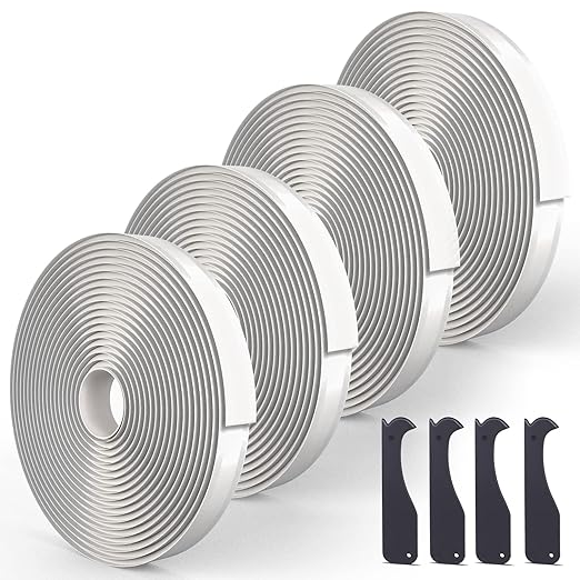 Butyl Seal Putty Tape White1 Inch x 120 Feet(4 Pack),Leak Proof Butal Tape for RV Repair, Window, Boat Sealing, Glass and EDPM Rubber Roof Patching
