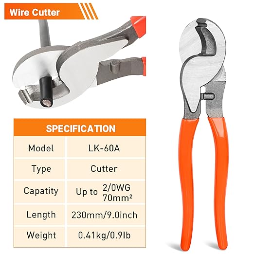 Kuject Battery Cable Lug Crimping Tool Kit with Copper Wire Lug AWG 1 2 4 6 8 1/0 Gauge, Wire Crimper for AWG 10-1/0 with Cable Cutter, 110PCS Battery Cable Ends with 110PCS 3:1 Heat Shrink Tubing
