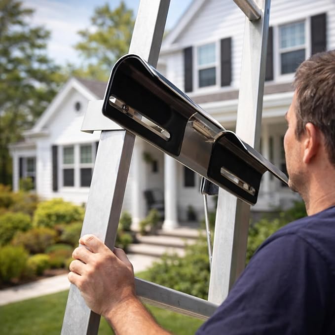 Premium Aluminum Gutter Guard for Ladders - Universal Ladder Stabilizer & Roof Protector - Prevents Gutter Damage & Enhances Safety - Fits Ladders Up to 18.9 Inches Wide
