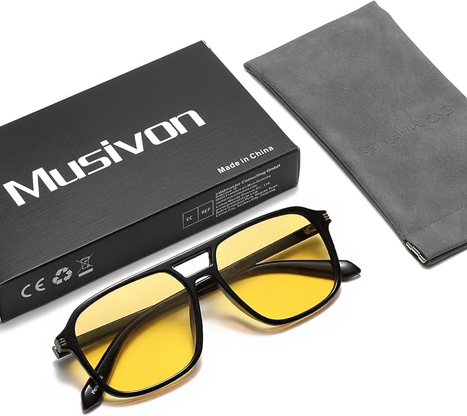 Large Night Vision Glasses for Driving Women Men - Anti Glare Night Driving Glasses