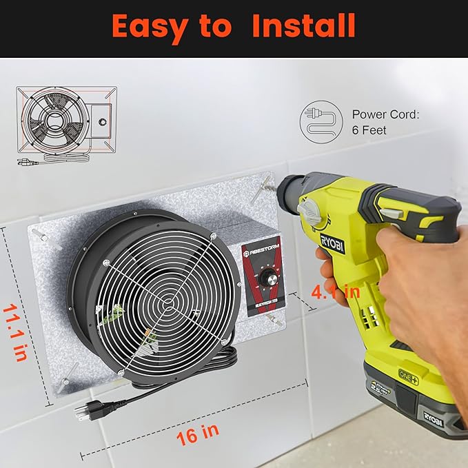 Abestorm 720CFM High Air Flow Crawlspace Ventilation Fan, IP55 Rated 10" Vent Fan with Humidistat Freeze Protection Thermostat for Crawl Space, Basement, Garage, Attic with Isolation Mesh