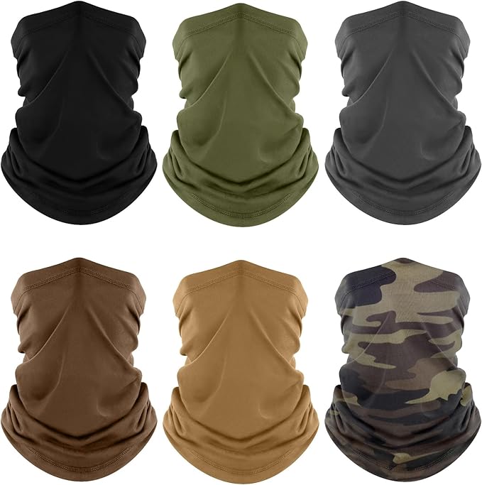 Fuinloth Neck Gaiter, 6 Pack Cooling UV Protection Bandana Face Mask Gator Scarf for Men Women