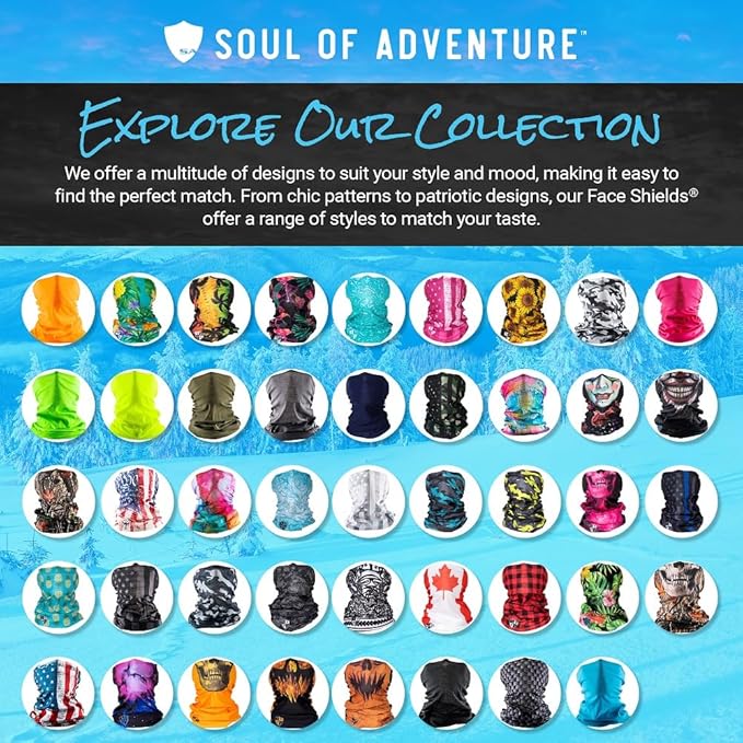 S A Company 5-Pack UV Face Shield | UV 30+ Multipurpose Neck Gaiter Balaclava for Adults | Multiple Color Packs
