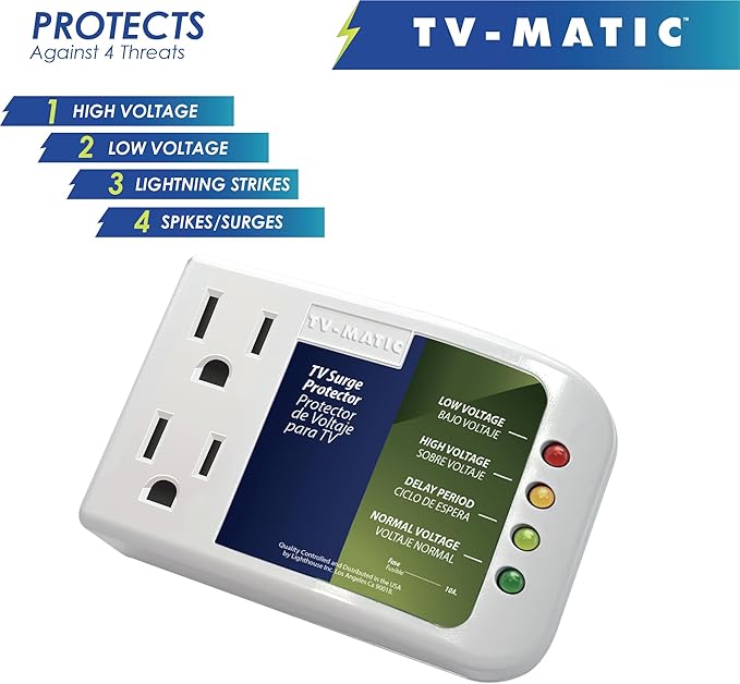 Electronic Voltage & Surge Protector for Smart TV, Game Consoles and Entertainment Center, Protects Against High and Low Voltage, Brownout, Spikes, Power Failure