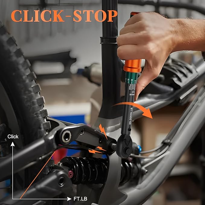 1/4 Drive Inch Pound Torque Wrench, 20-200 In-lb, ±3% High Accuracy Click Torque Wrench with 72-Tooth Dual-Direction Head for Bike Repair, Motorcycle and Precision Instrument Maintenance