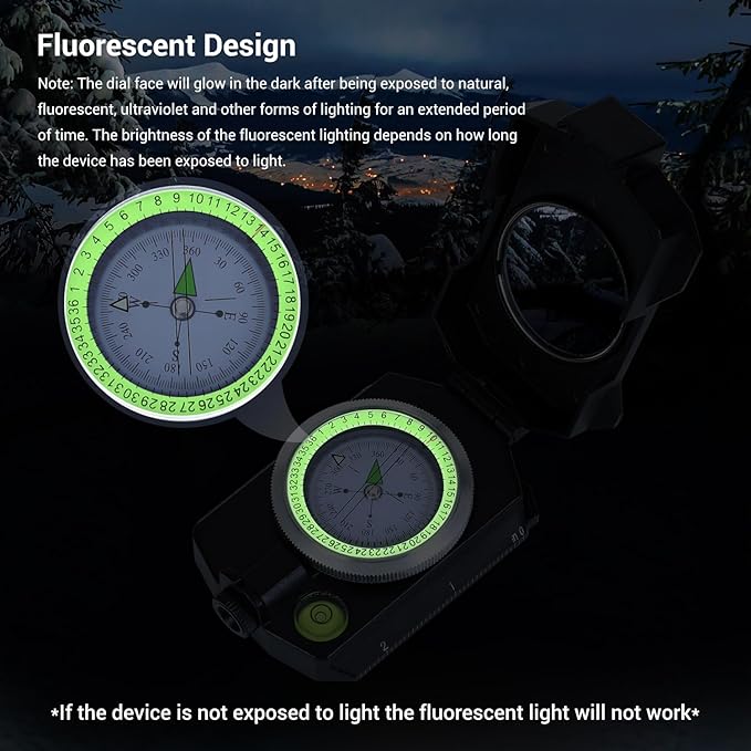 Sportneer Compass Survival Hiking Military Waterproof Lensatic Compass with Inclinometer for Camping Hunting