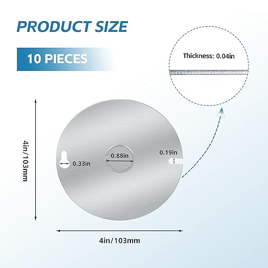 10-Pack Round Electrical Box Cover, 4 Inch Metal Junction Box Covers with 1/2 Inch Knockout, Flat Outlet Box Cover for 4 inch Round Box and Octagonal Box