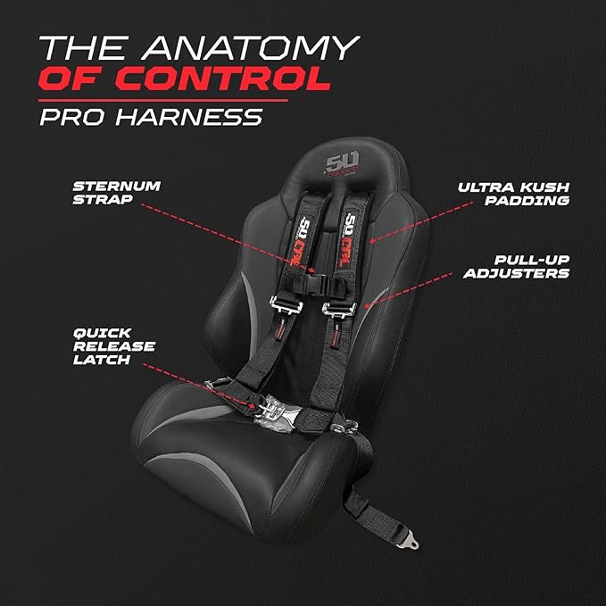 4 Point Harness for Bucket Seat, Quick Release Latch, 9 Color Options, Racing Harness, Race Car, Off Road Vehicle, UTV, RZR