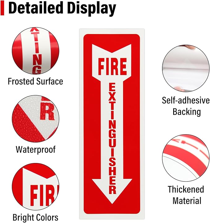 Madrigal Fire Extinguisher Glow in the Dark Sticker Sign,fire extinguisher sign,8Pack-4x12"Premium Self-Adhesive Vinyl for UV, Weather, Scratch, Water and Fade Resistance, Indoor and Outdoor