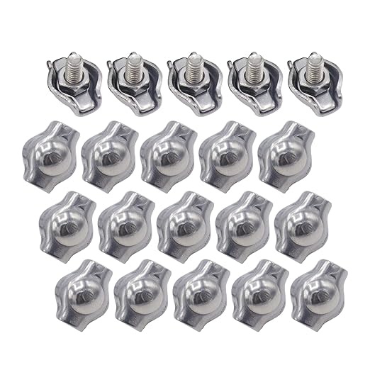 20pcs M2 Stainless Steel Simplex Wire Rope Clip Cable Clamp, Single Bolt Wire Cable Clamps, 1-Post Wire Rope Clip for 1/16 Inch Diameter Wire Cable