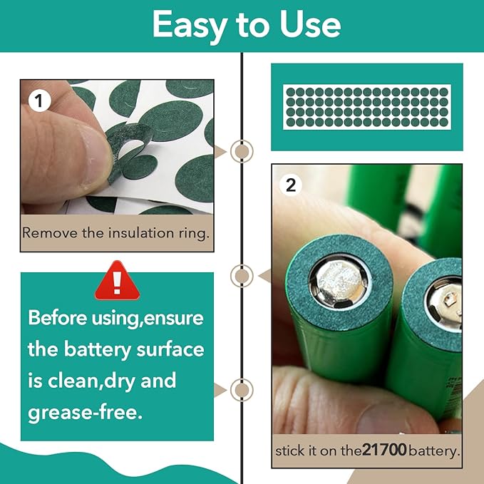 600 Pcs 21700 Lithium Battery Insulator Ring Self-Adhesive Insulating Paper Adhesive with Adhesive Backing (Green)