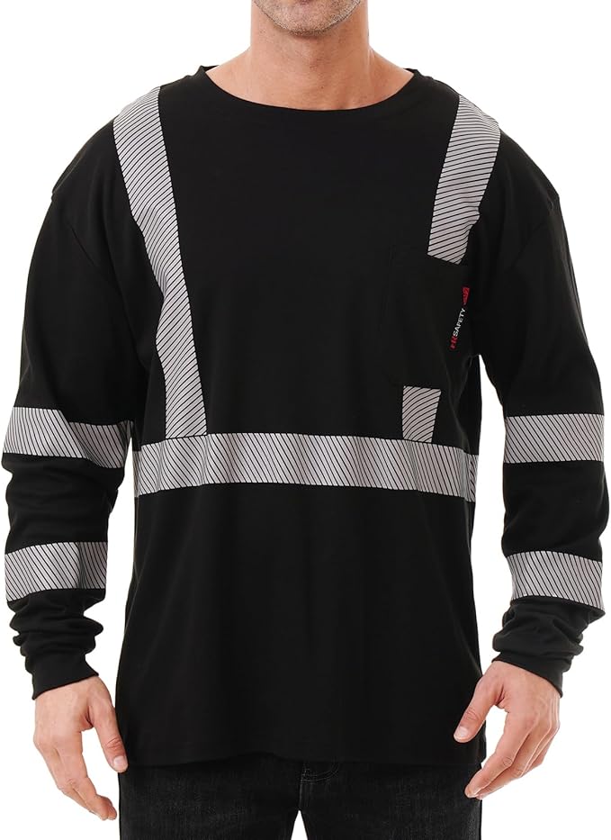 FR Shirts for Men 6 oz Hi Vis Fire Resistant Flame Resistant Long Sleeve Shirts High Visibility Cotton Welding Shirt CAT2