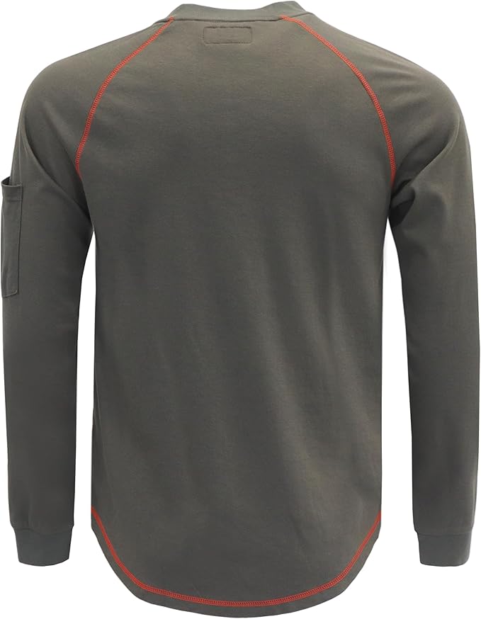 VATRENUS FR Shirts Henley 5.5oz 100% Cotton Flame Resistant Long Sleeve T-Shirts
