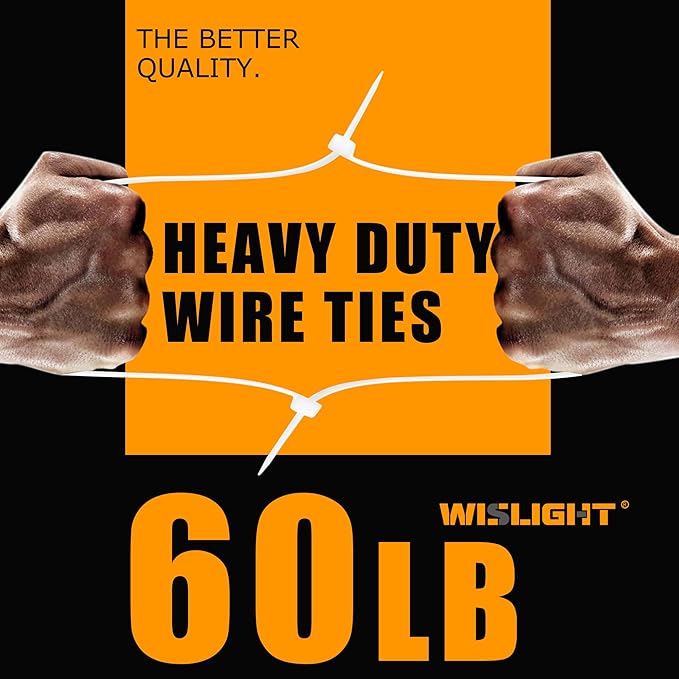 White Zip Ties18 Inch 100 pcs, UV Resistant Cable Ties Industrial Multi-Purpose with 60 Pounds Tensile Strength, Wire Ties for indoor and outdoor use, Nylon Cable Zip Ties