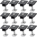 UXCELL 12Pcs Black Aluminum Solar Panel Center Clamps, PV Solar Rail Mounting System Install Hardware