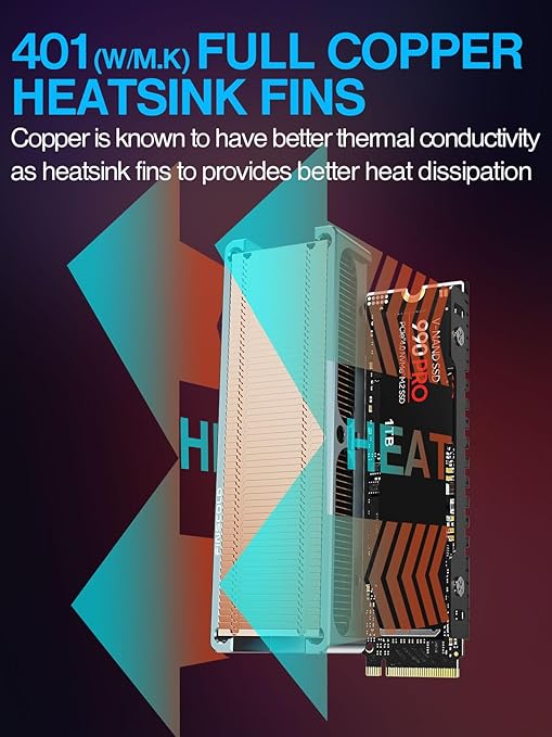 JEYI Q150 M.2 HeatSink, Cooper Fins with Aluminum Frame Passive Heat Sinks - Finscold Q150-1.7mm / 0.68"