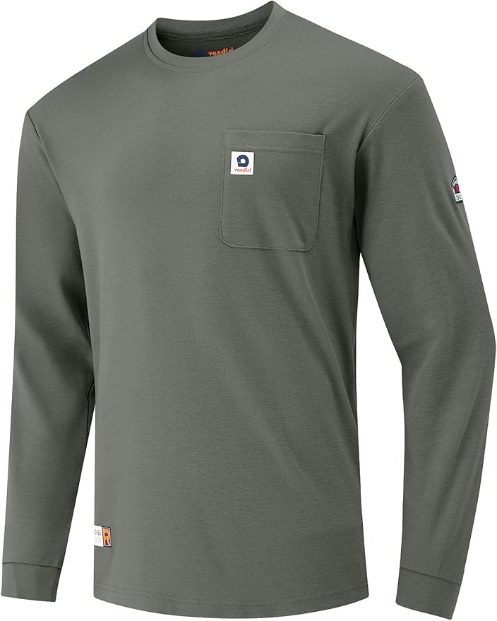 FR Shirts for Men 100% Cotton 5.5oz Lightweight NFPA2112/CAT2 Flame Resistant Shirts for Men Long Sleeve