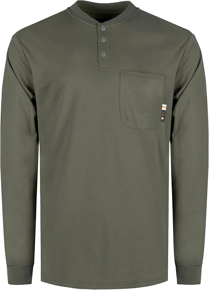 KONRECO FR Shirts for Summer Flame Resistant Shirt 5.5oz Light Weight CAT2 Henley Shirts